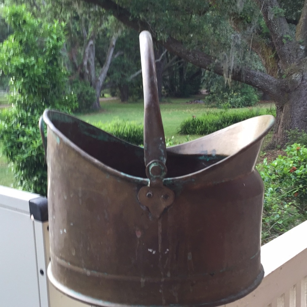 Heavy solid brass pot with handle